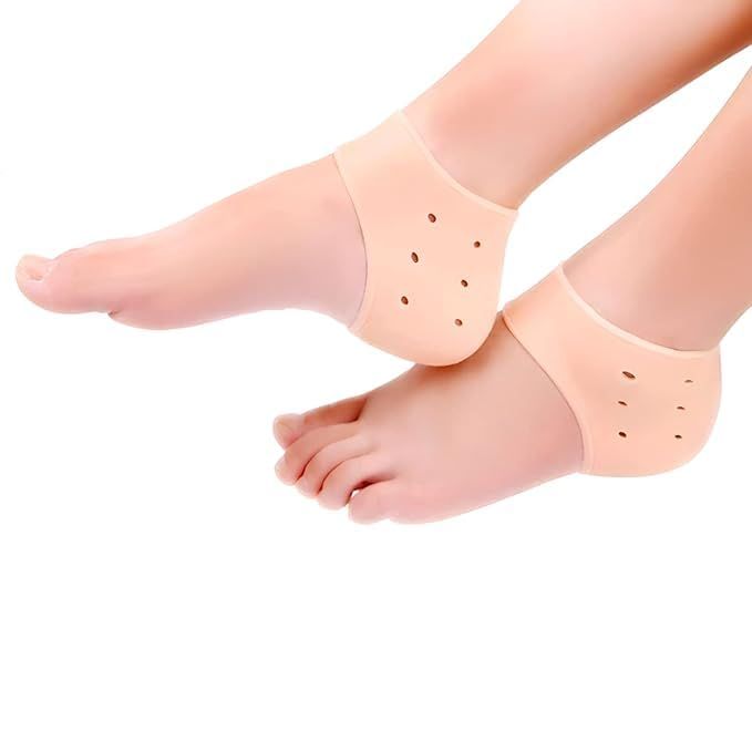 Acuworld Silicone Gel Heel Pad Socks For Heel Swelling Pain Relief | Anti Crack Moisturizing Socks for Dry Hard Cracked Ankles | Free Size for Men and Women Loose (1-Pair) product image