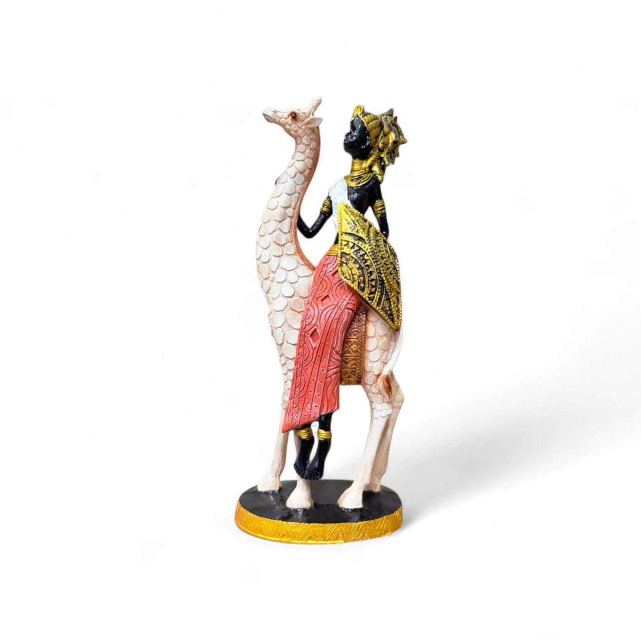 African Tribal Lady Figurine Statue, Antique Finish Home Decorative Showpiece Orange product image